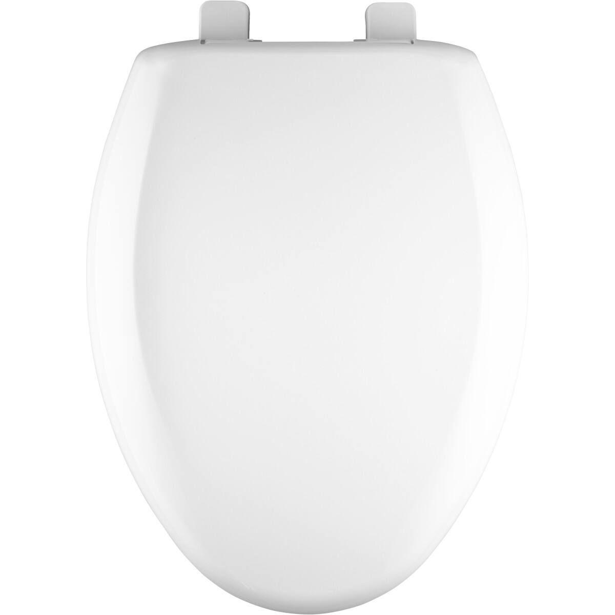Angle. BEMIS - Bemis Elongated Plastic Open Front With Cover Toilet Seat in White with Top-Tite Hinge - White.