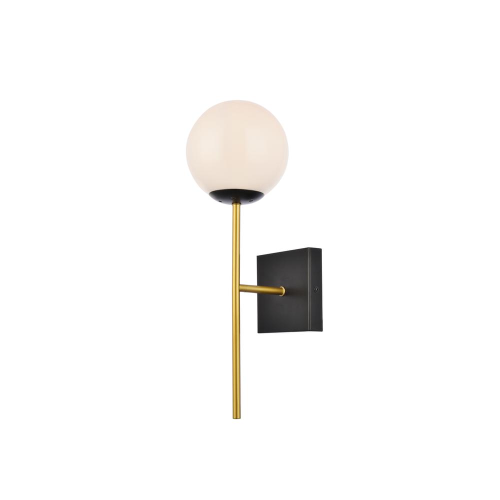 Alt View 4. Living District - Neri 1 light black and brass and white glass wall sconce - Black And Brass And White.