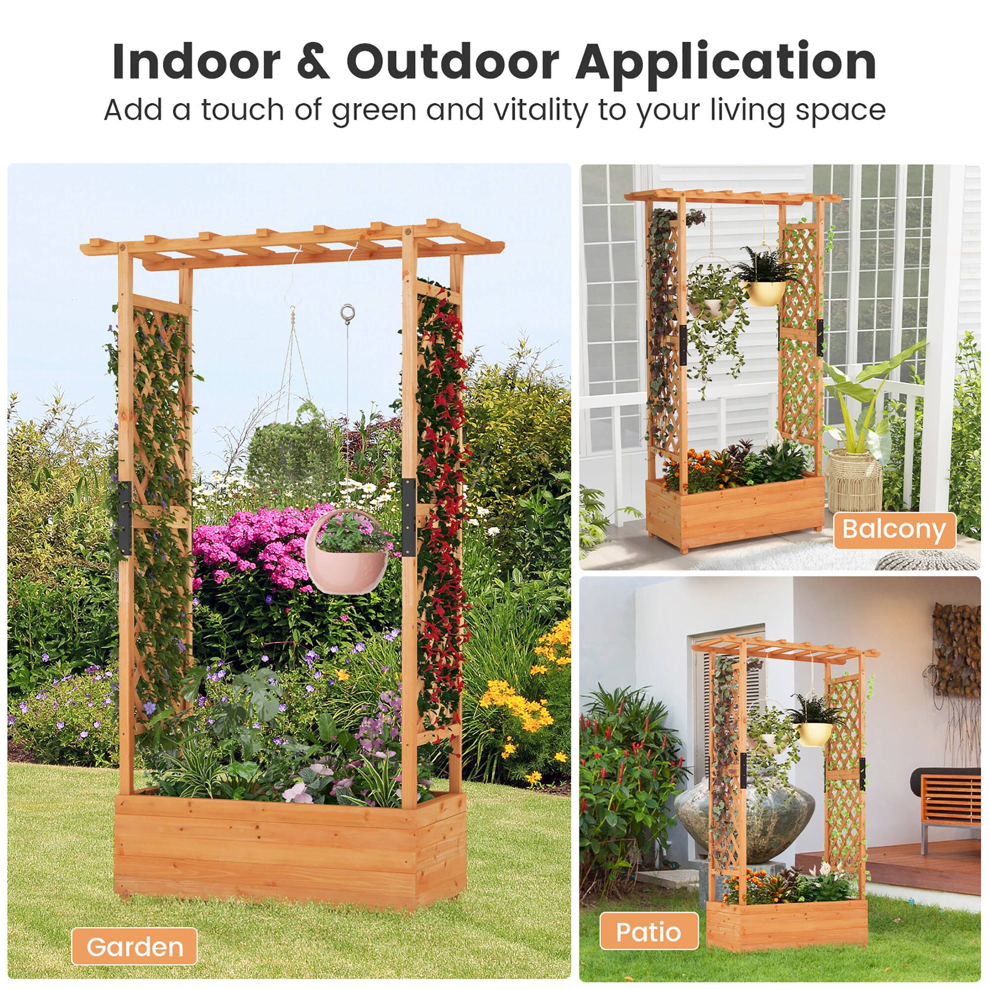 Indoor & Outdoor Application  
Add a touch of green and vitality to your living space  

Garden  
Balcony  
Patio