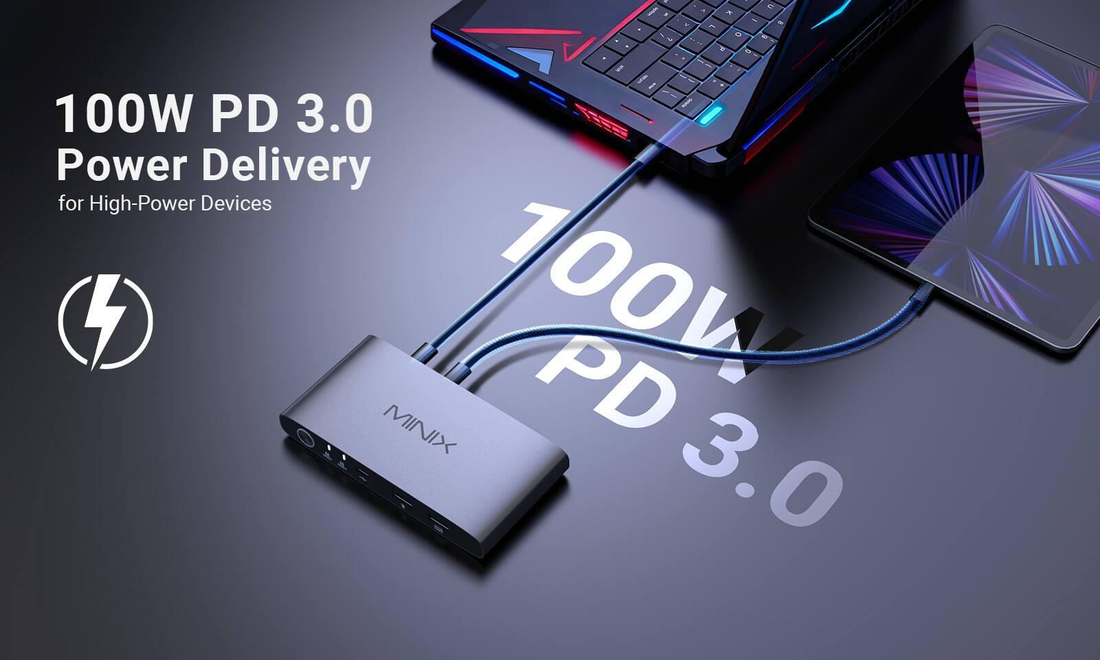 100W PD 3.0 Power Delivery for High-Power Devices  
100W PD MINIX AI 3.0