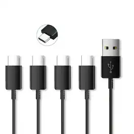 Kitcheniva - Four Pack 3Ft USB C Type C Charging Cords Cable - Black