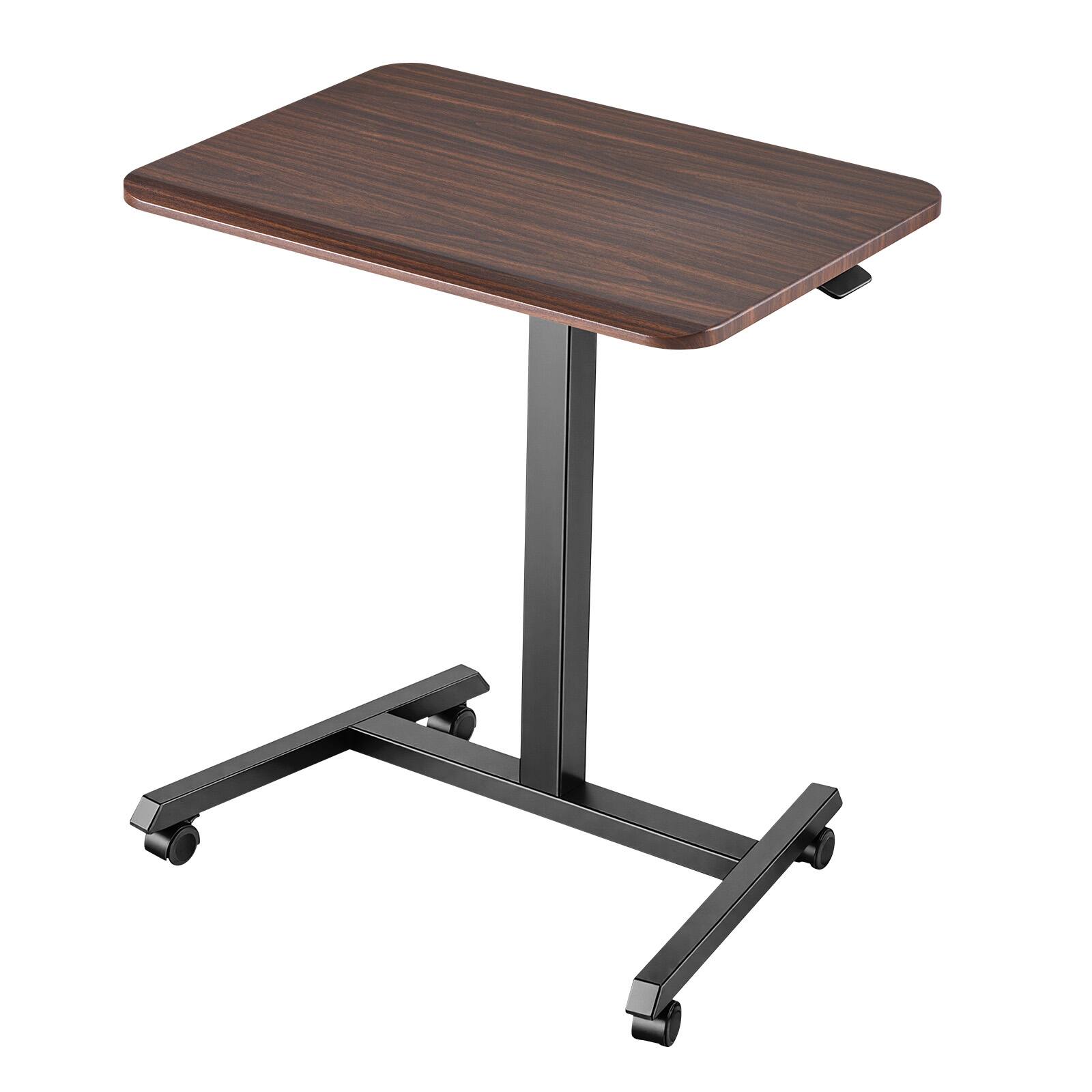 Alt View 5. VEVOR - Standing Desk, Adjustable Height Mobile Stand Up Desk with 4 Casters, 25.6 x 19 in Small Computer Sit Stand Rolling - Brown & Black.