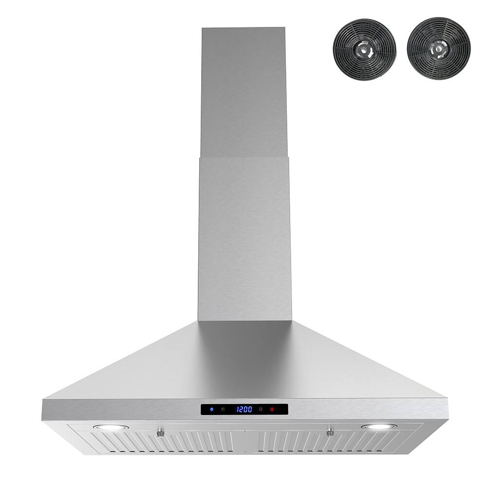 Front. Streamline - 30 in. Giulio Convertible Wall Mount 350 CFM Range Hood, Baffle Filters, Touchpad Control, LED Lights - Brushed Stainless Steel.