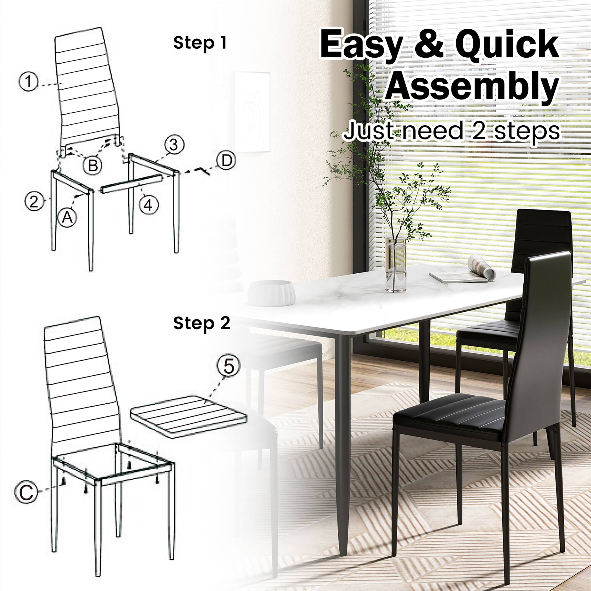 Easy & Quick Assembly
Just need 2 steps

Step 1
1. B
2. A
3. D

Step 2
4. C