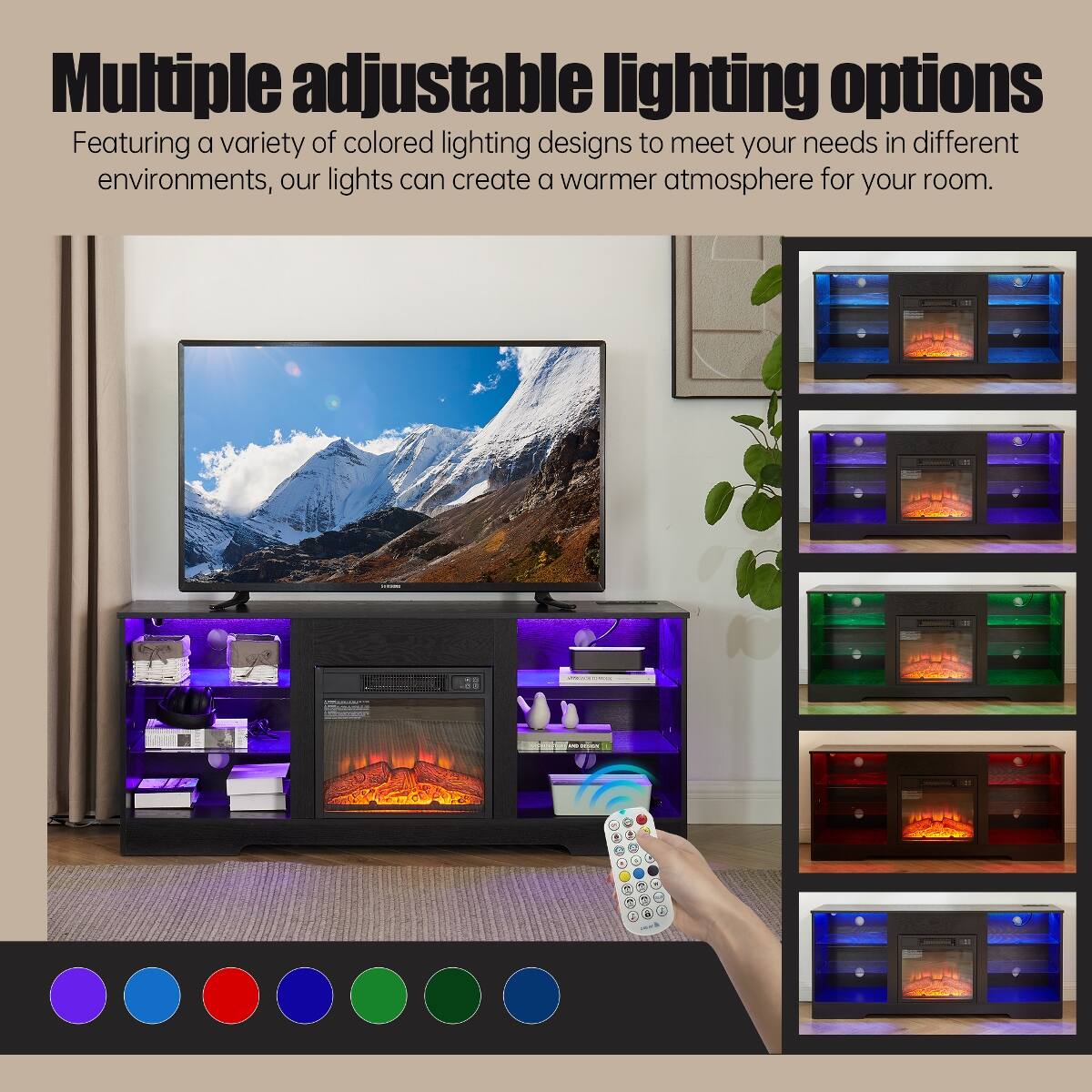 Multiple adjustable lighting options

Featuring a variety of colored lighting designs to meet your needs in different environments, our lights can create a warmer atmosphere for your room.
