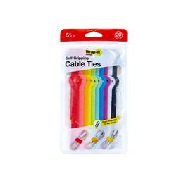 Wrap-It Storage - Self-Gripping Cable Ties - 5-inch (20-Pack) Multi-Color - Reusable Hook and Loop - Assorted Colors