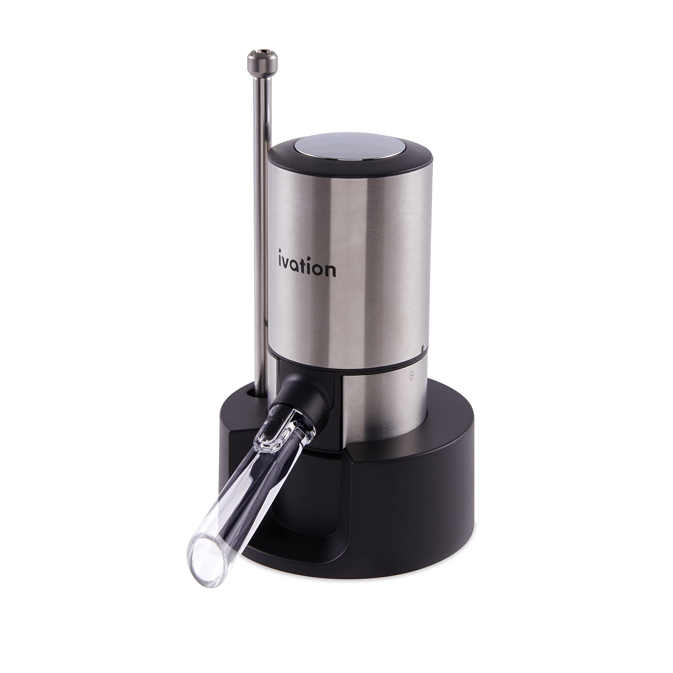 Alt View 1. Ivation - Wine Aerator & Wine Dispenser with Extension Rod, Battery-Operated Wine Aerator Pourer Spout - Black.