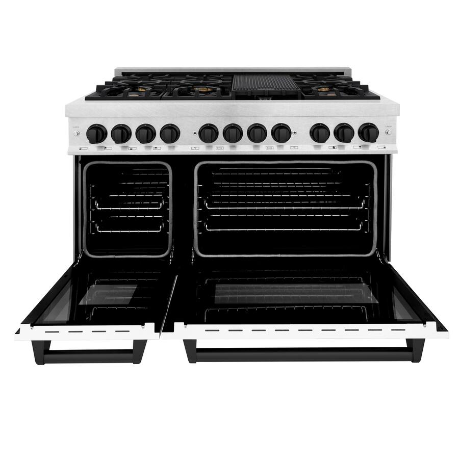 ZLINE 48 in. Wide 8 Burner Autograph Legacy Dual Fuel Range in Satin ...