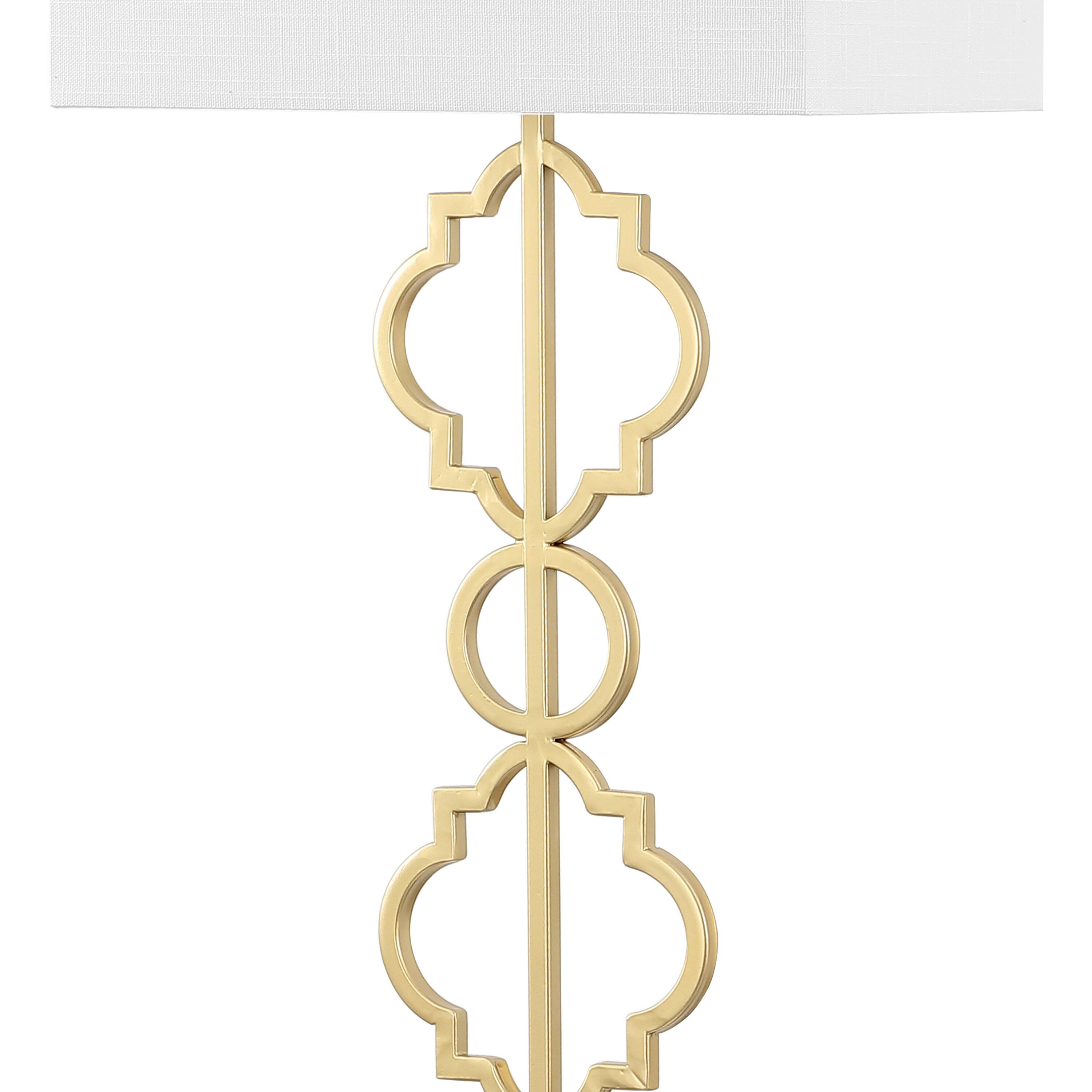 Alt View 3. Jonathan Y - Selina 64.5" Transitional Glam Iron Ogee Trellis LED Floor Lamp, Gold Painting - Gold Painting.