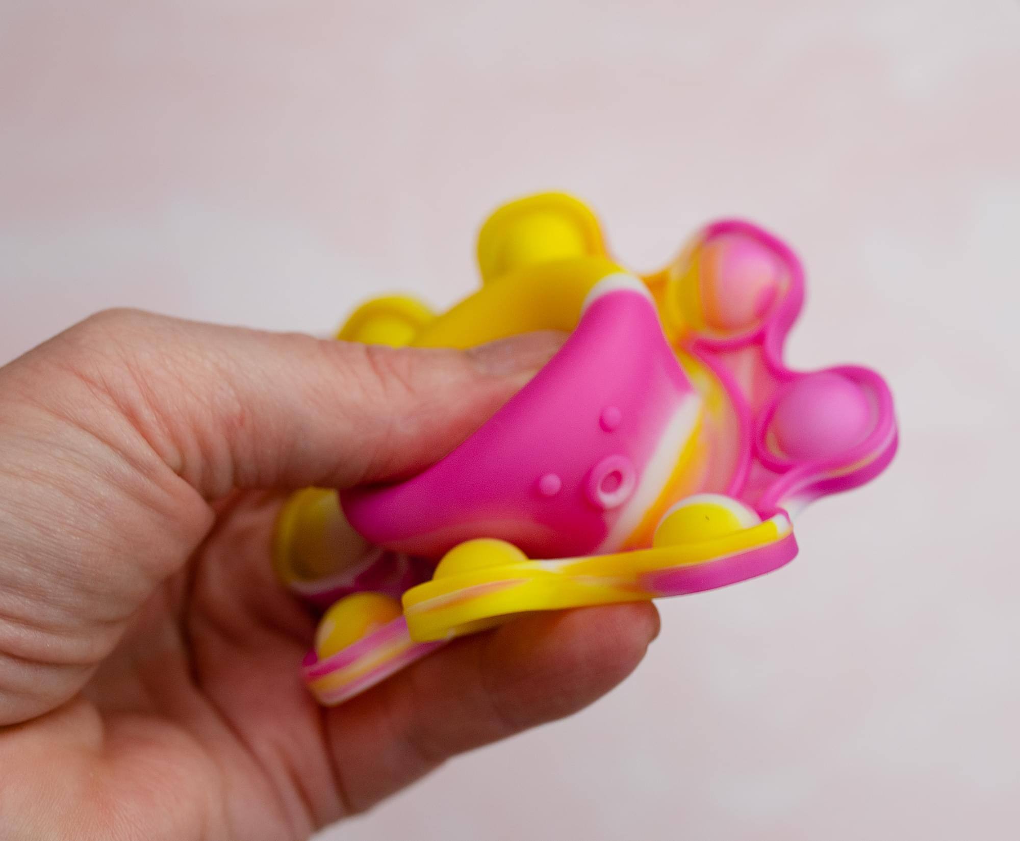 Alt View 2. Toynk - Pop Fidget Toy Yellow & Pink Octopus 8-Button Silicone Bubble Popping Game - Yellow.