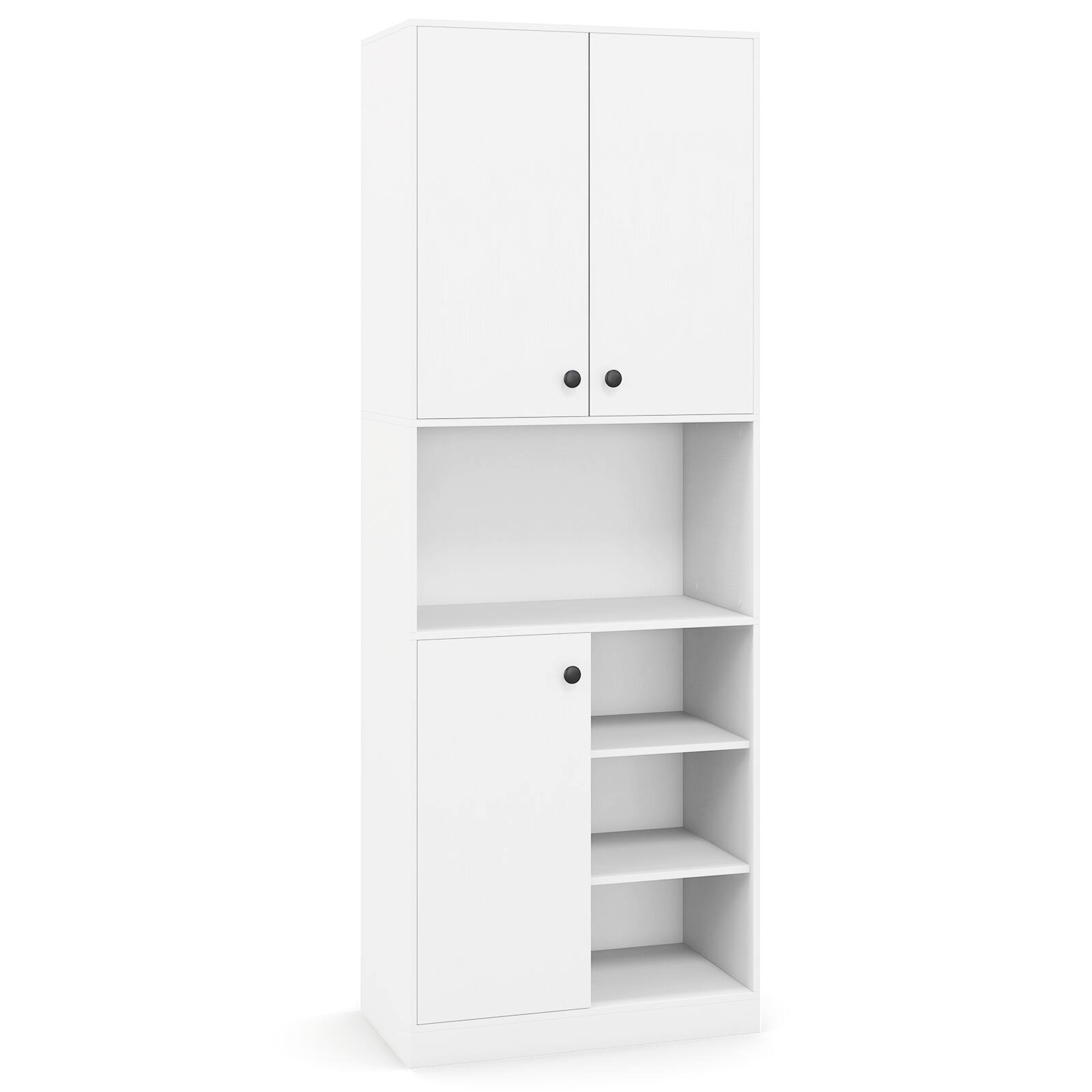 Alt View 1. Costway - Kitchen Pantry Storage Cabinet 65.5" Tall Modern Hutch Cabinet with Microwave Stand - White.