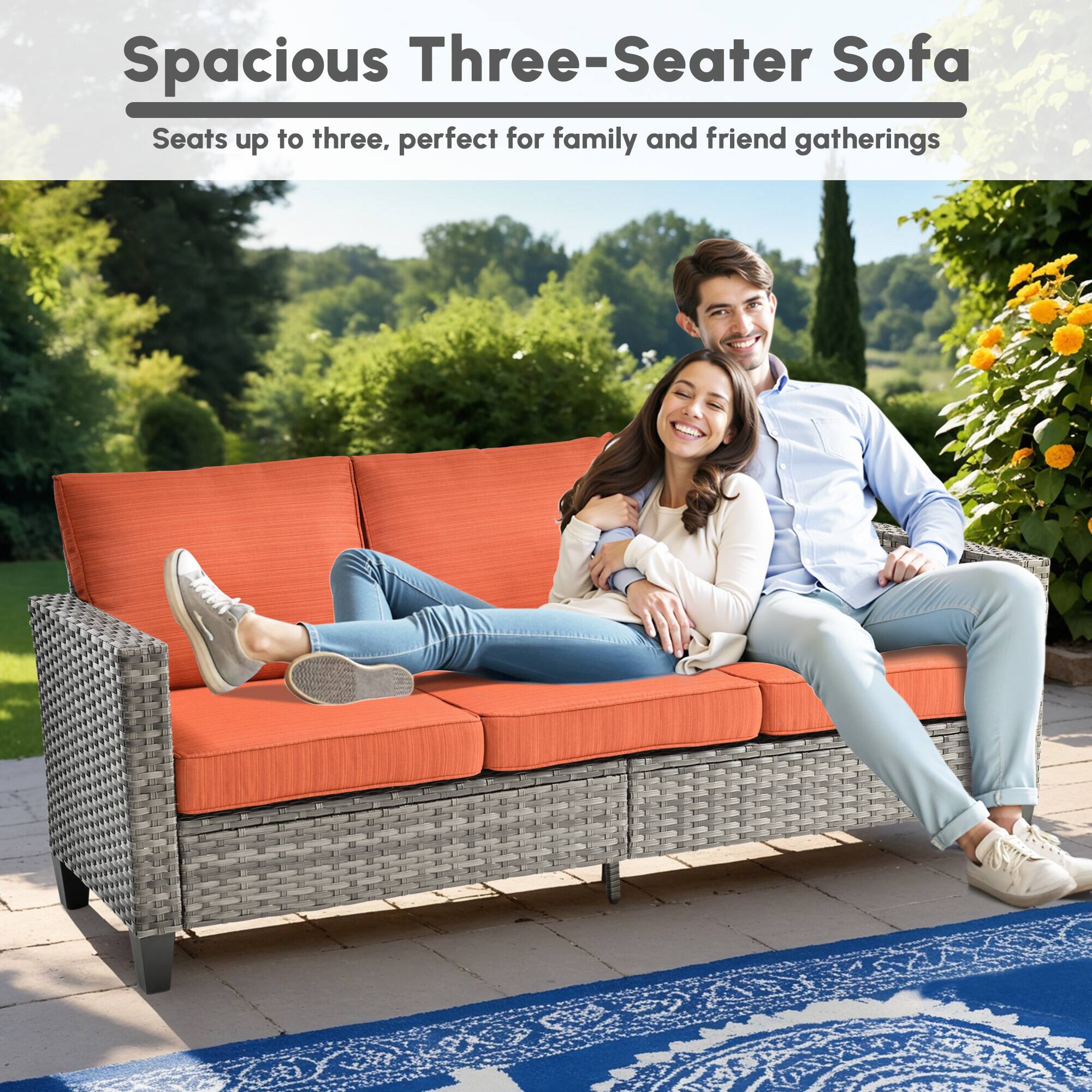 Spacious Three-Seater Sofa  
Seats up to three, perfect for family and friend gatherings