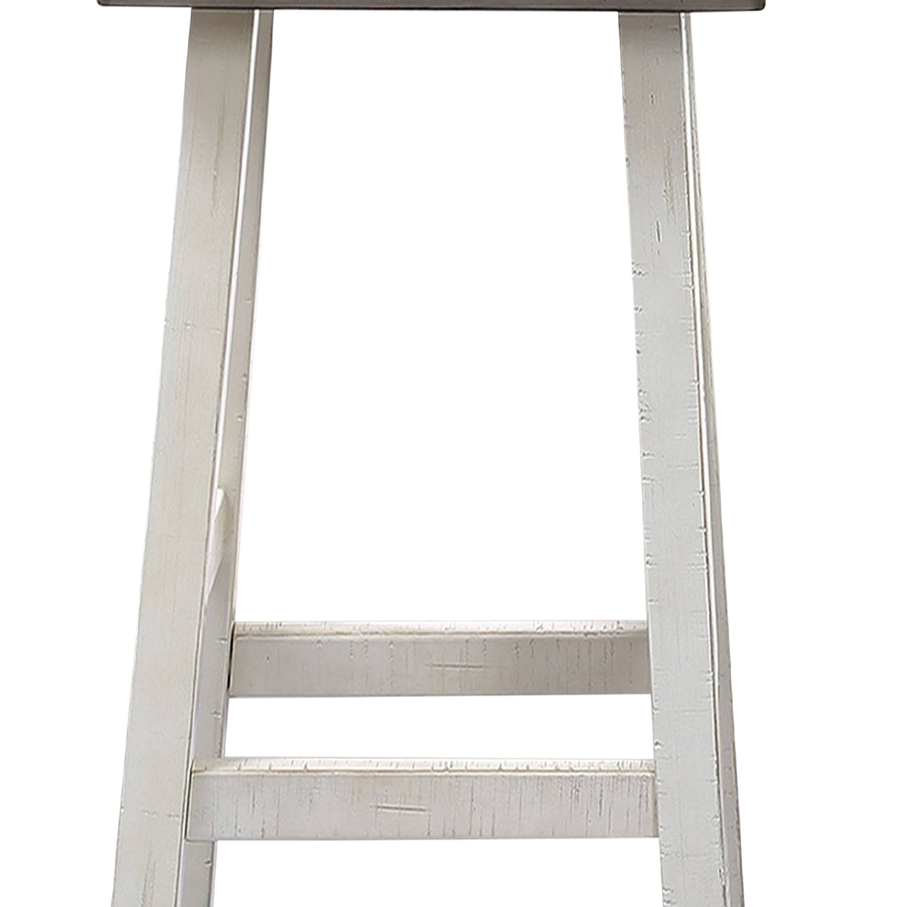 Back. Manhattan Lane - Bianca Barstool Set of 2, Saddle Seat,Solid Wood - Gray, White.