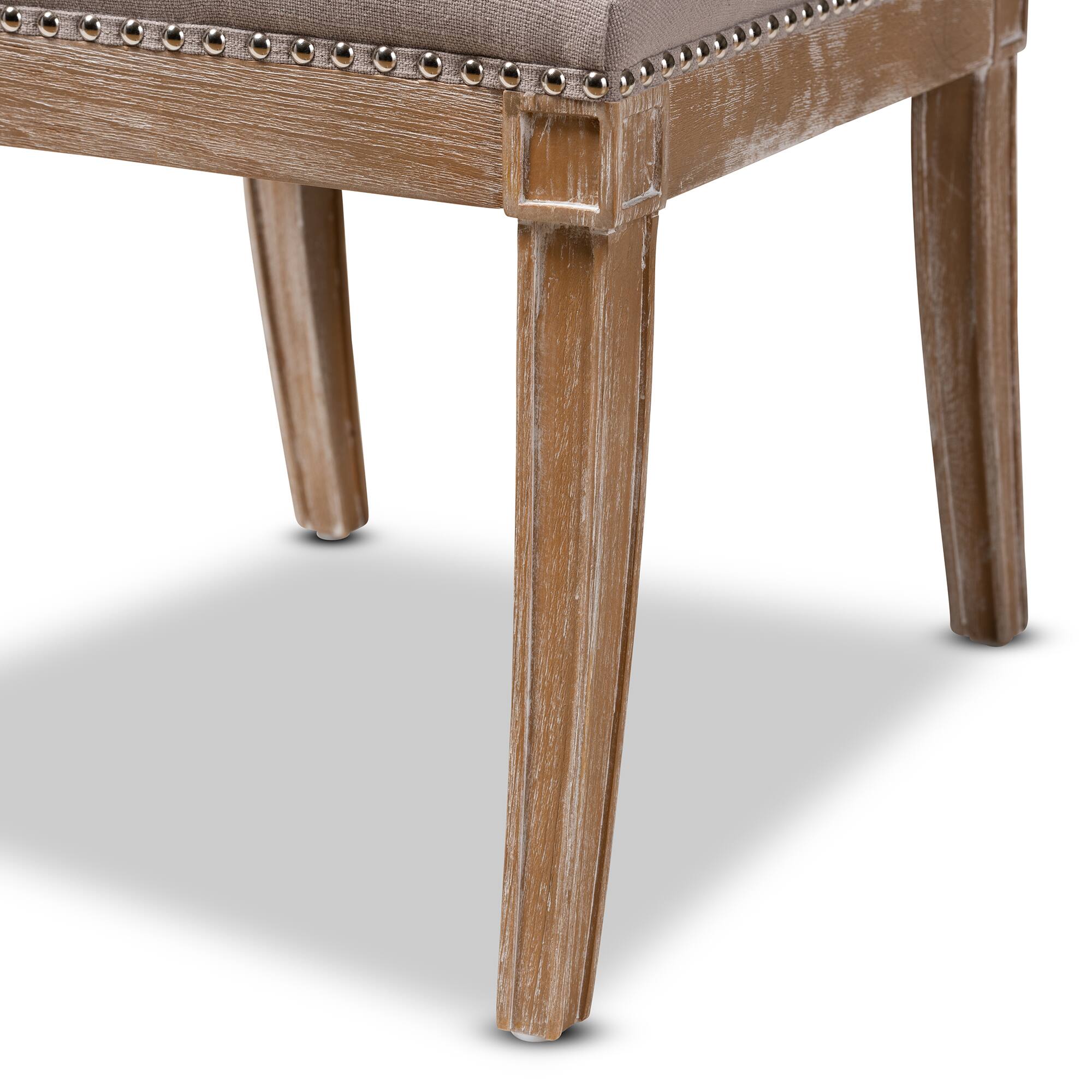 Alt View 2. Baxton Studio - Charmant French Provincial Fabric Upholstered Weathered Oak Finished Wood Dining Chair - Beige.