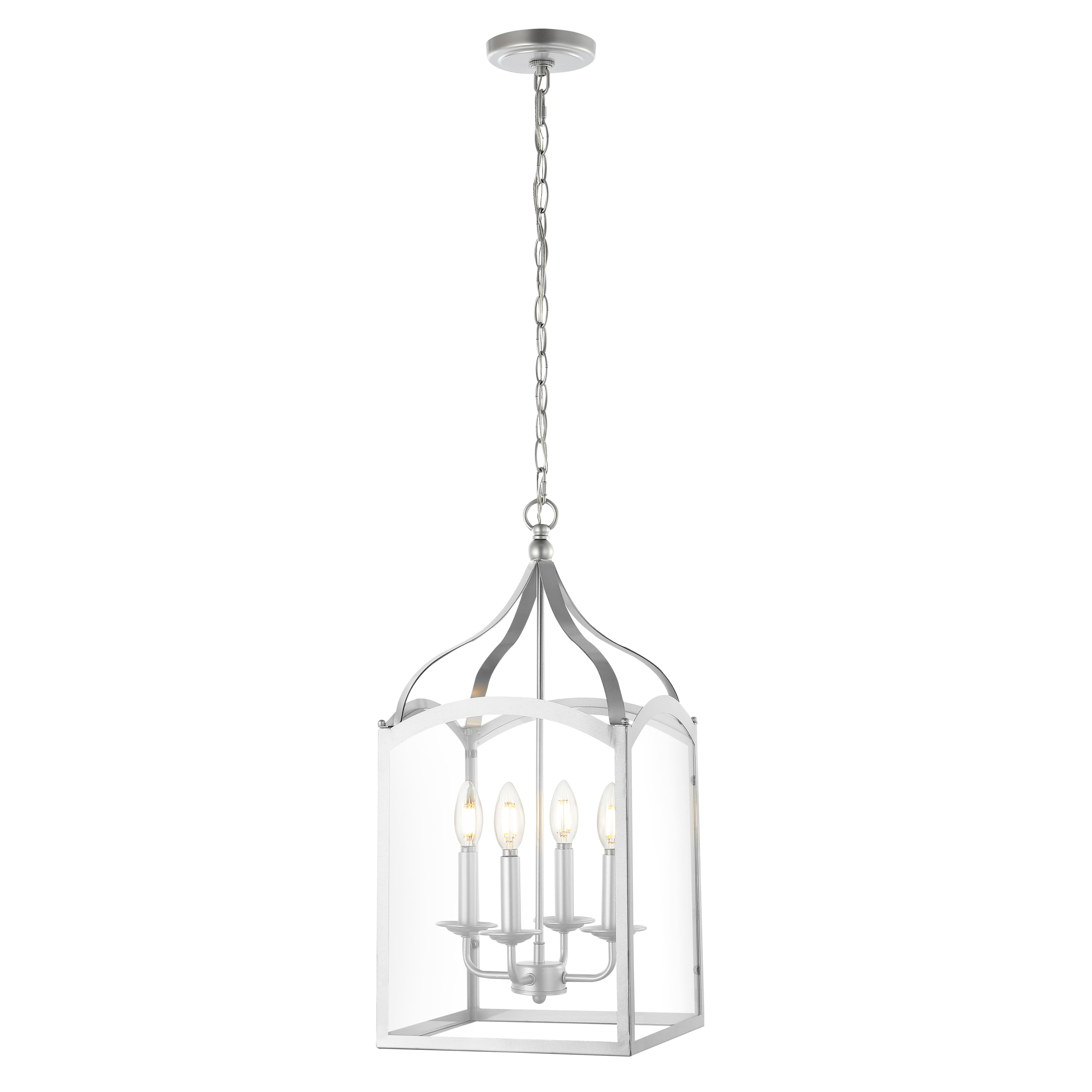 "Jonathan Y - Ruth 11"" 4-light Traditional Classic Lantern Metal/Glass LED Pendant - Silver" price history on PriceWatchPro