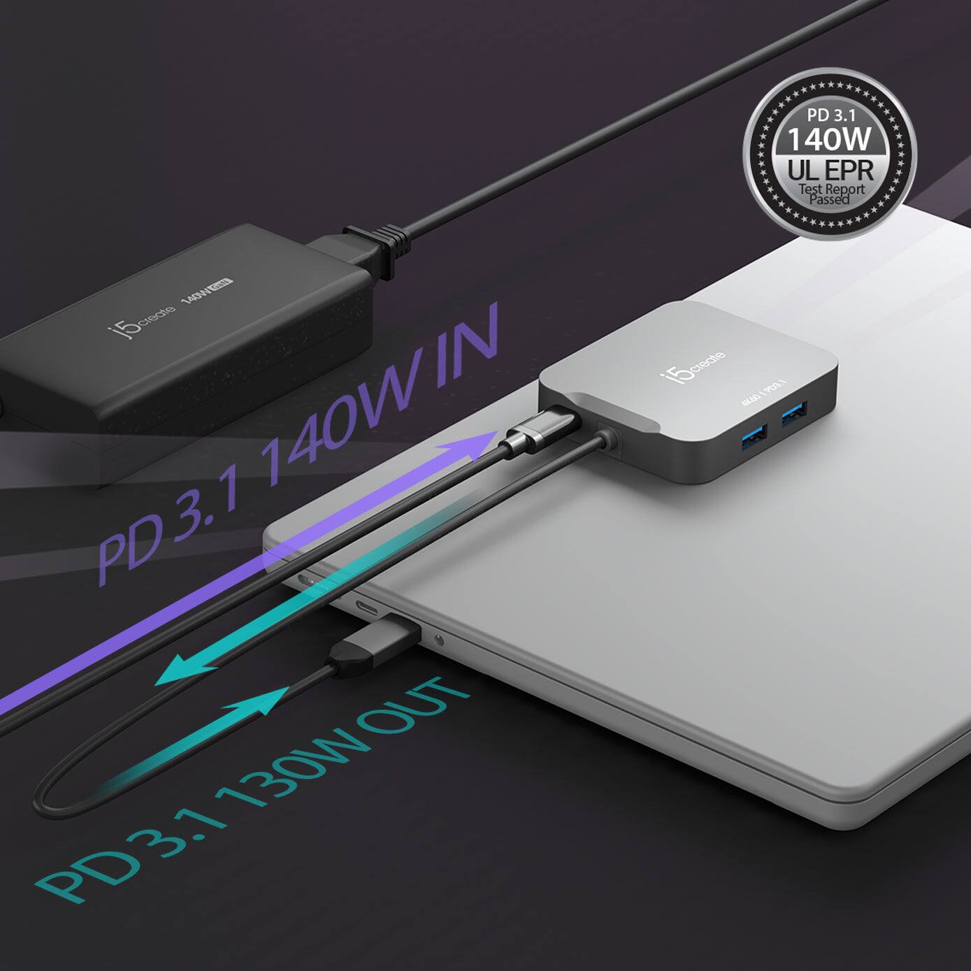 PD 3.1 140W IN  
PD 3.1 130W OUT  
UL EPR Test Report Passed