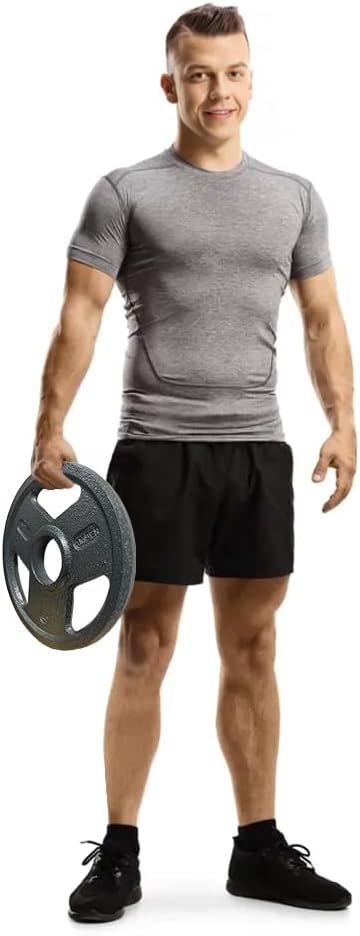 Alt View 3. Amber Sporting Goods - Tri-Grip Cast Iron Weight Plates for Strength Training, Rust Resistant, Ideal for Squats & Lifts, 10 lb Pair - black.