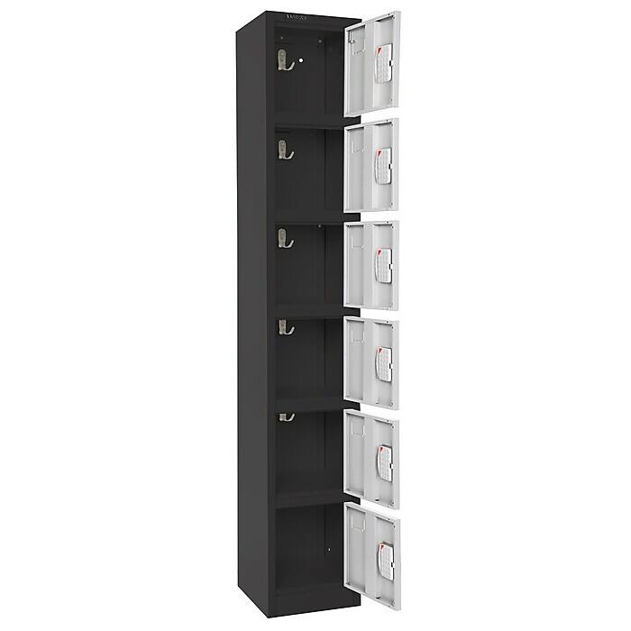 Alt View 4. AdirOffice - Storage Locker 629-Series 72" H 6-Tier Steel Digital Lock 6-Shelf Locker - Black Bidy/White Doors.