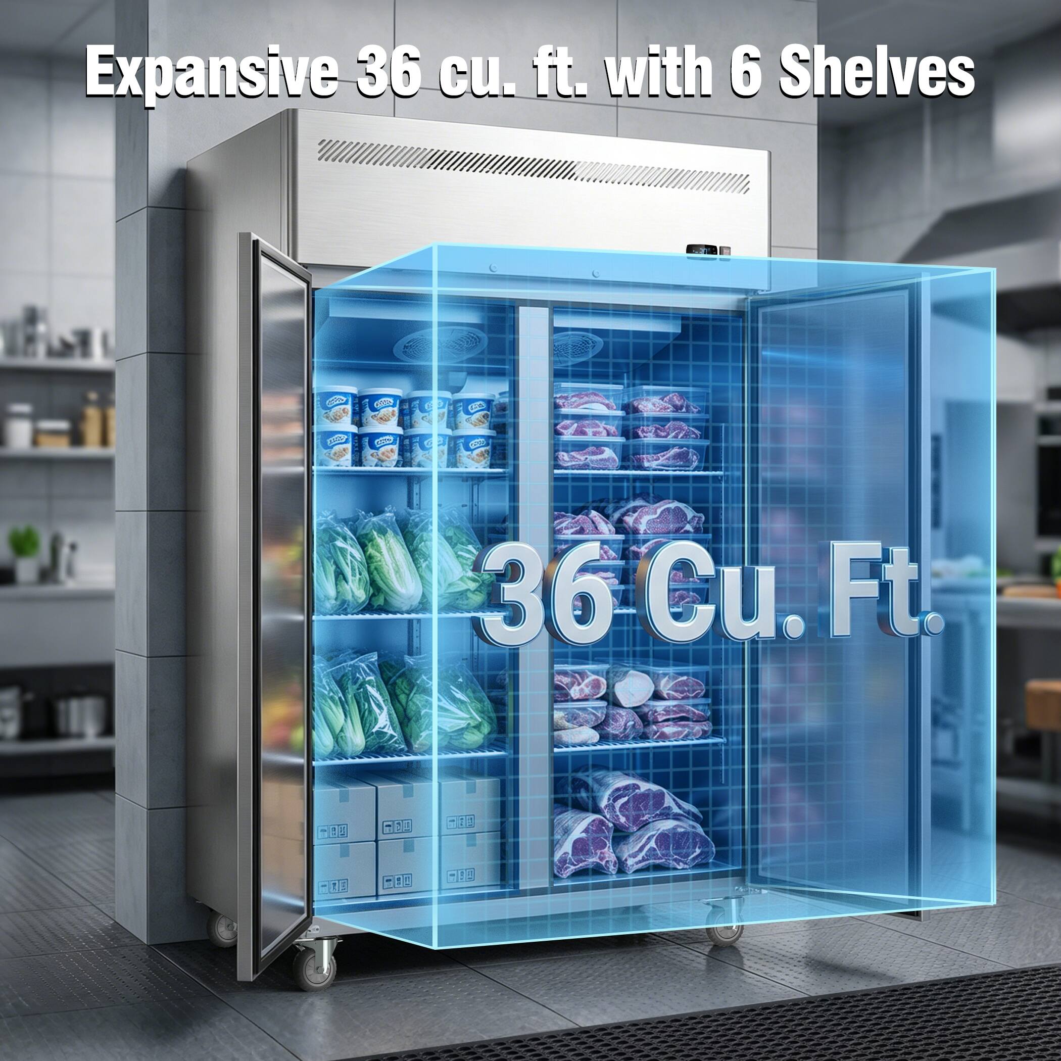 Expansive 36 cu. ft. with 6 Shelves  
36 Cu. Ft.