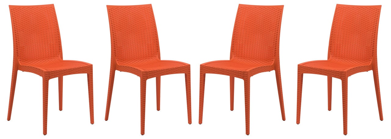 LeisureMod - Mace 4-Pieces Outdoor Waterproof Patio Chair - No Assembly Required - Orange