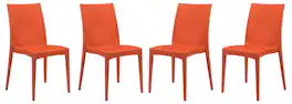 LeisureMod - Mace 4-Pieces Outdoor Waterproof Patio Chair - No Assembly Required - Orange