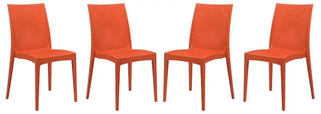 Front. LeisureMod - Mace 4-Pieces Outdoor Waterproof Patio Chair - No Assembly Required - Orange.