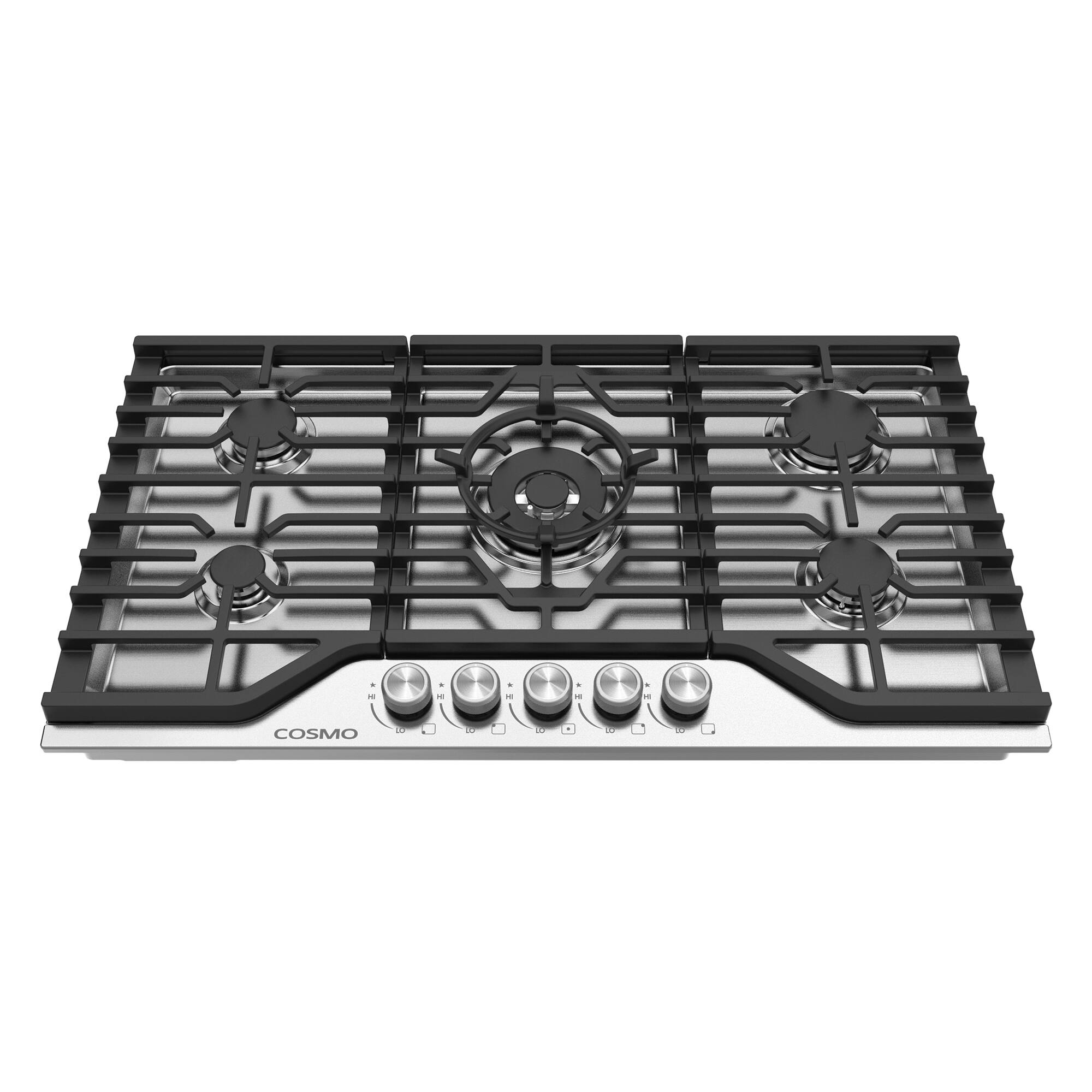 Alt View 5. COSMO - COS-CTGV365SS 36 in. Vista Collection Drop-in Gas Cooktop with 5 Burners, Metal Knobs, Cast Iron Grates, Stainless Steel - Stainless Steel.