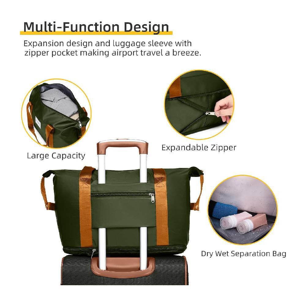 Multi-Function Design

Expansion design and luggage sleeve with zipper pocket making airport travel a breeze.

- Large Capacity
- Expandable Zipper
- Dry Wet Separation Bag