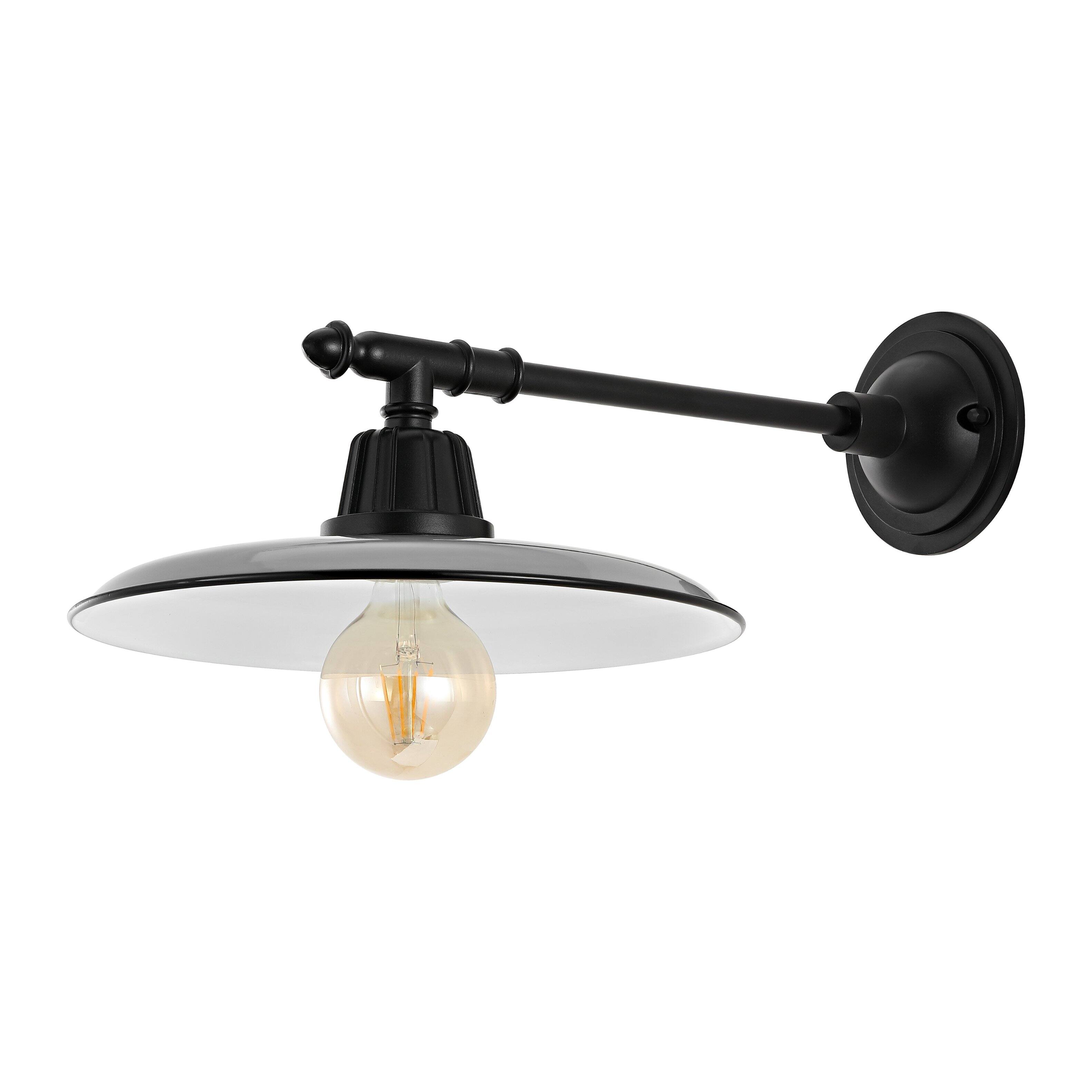 Alt View 5. Jonathan Y - Bonner 12" 1-Light Farmhouse Industrial Indoor/Outdoor Iron LED Victorian Arm Outdoor Sconce, Gray - Gray/Black.