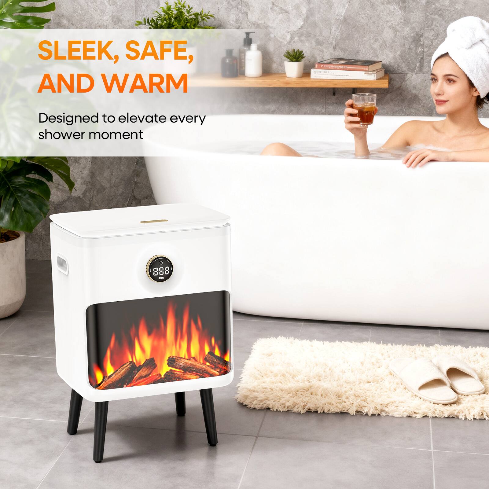 Sugift 22L Electric Towel Warmer Bucket with LED Display and Flame