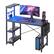 Front. Bestier - 44 inch Gaming Desk with LED Lights, Reversible Storage Shelves & Side Storage Bag for Small Space - Black Grained.