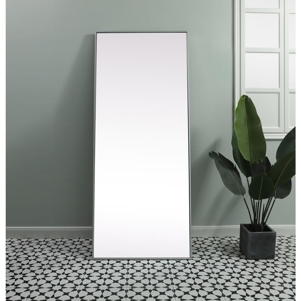 Elegant Decor - Metal Frame Rectangle Full Length Mirror 30x72 Inch - Silver