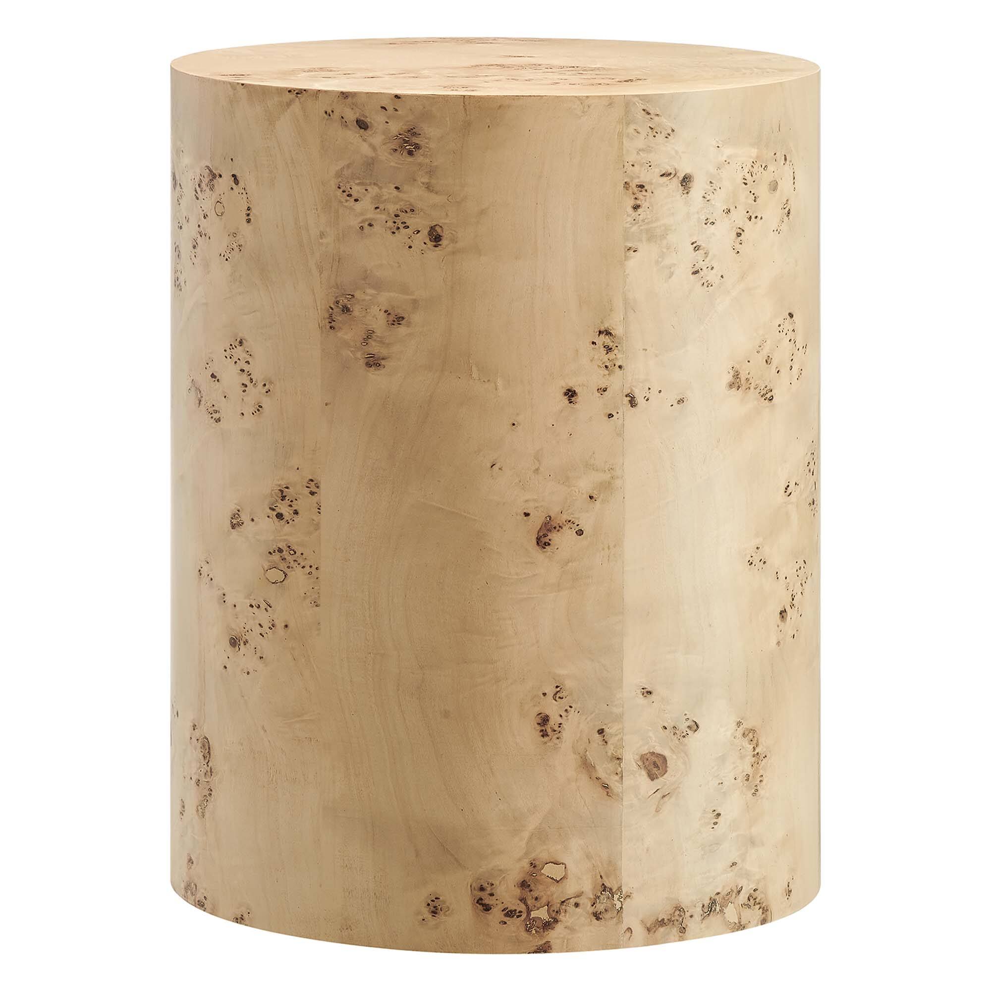 Angle. Modway - Cosmos 16" Round Burl Wood Side Table by Modway - Natural Burl.