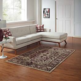 Modway - Grania Ornate Vintage Floral Turkish Area Rug - Burgundy and Tan
