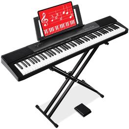 Best Choice Products - 88-Key Full Size Digital Piano for All Player Levels w/ Semi-Weighted Keys, Stand, Pedal - Black