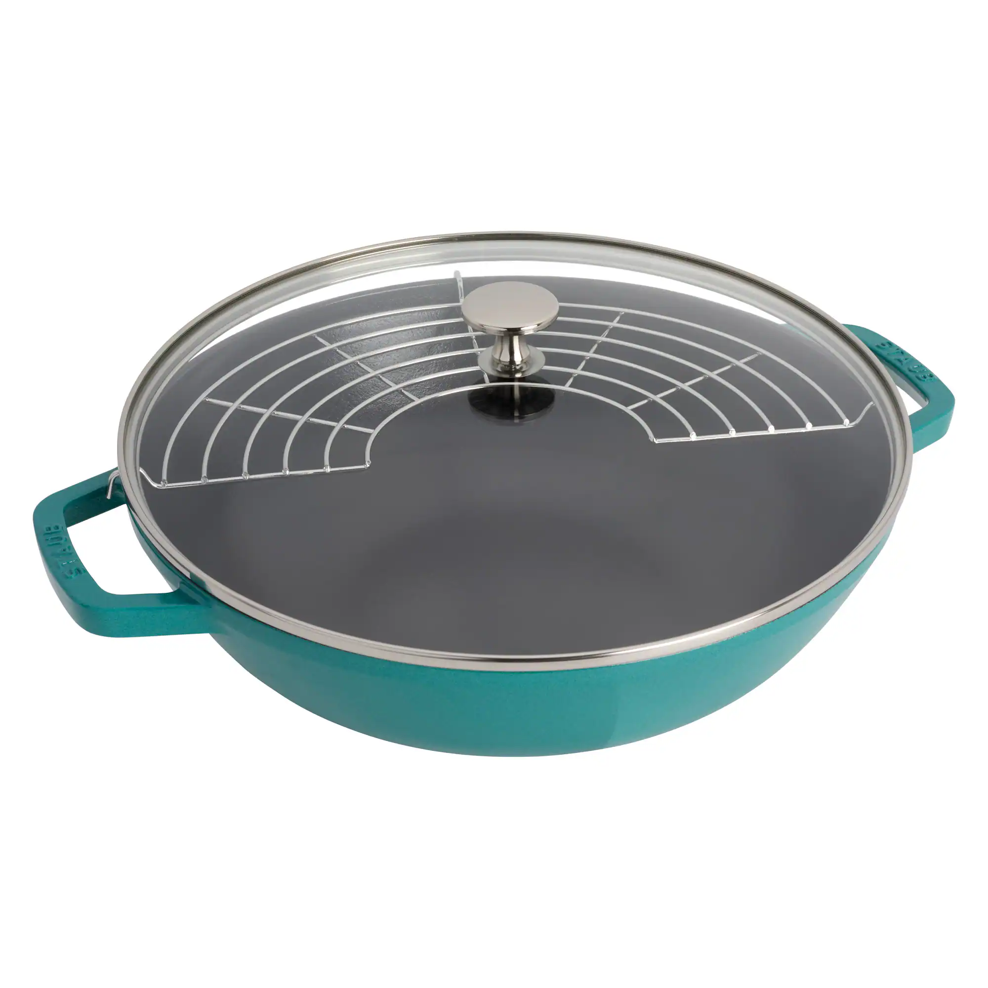 Staub - Cast Iron Perfect Pan , Dutch Oven, 4.5-quart, serves 4-5, Made in France - Turquoise