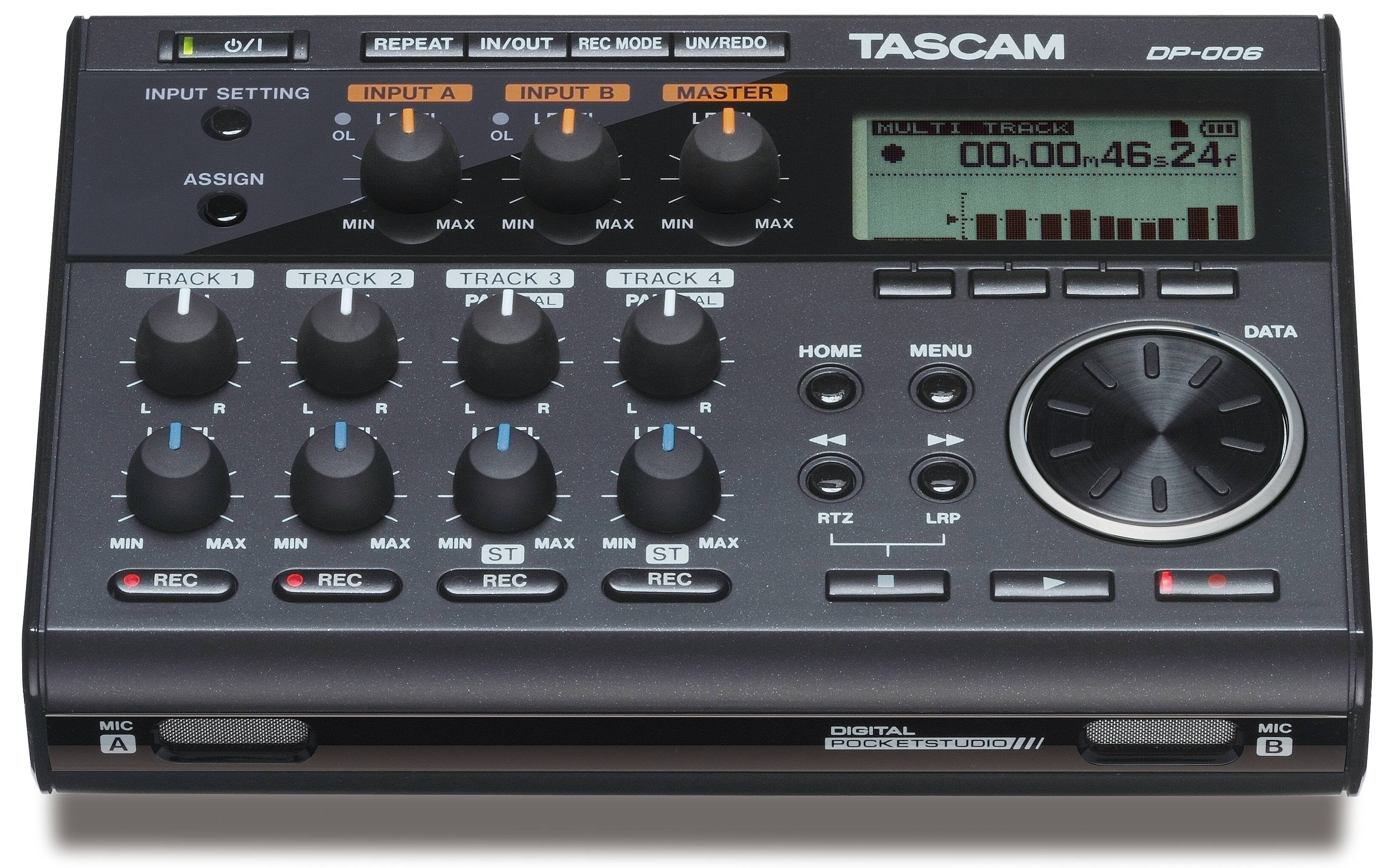 TASCAM - DP-006 6-Track Digital Pocketstudio Portable Multitrack Audio Recorder with Built-In Microphone and SD Card Recording
