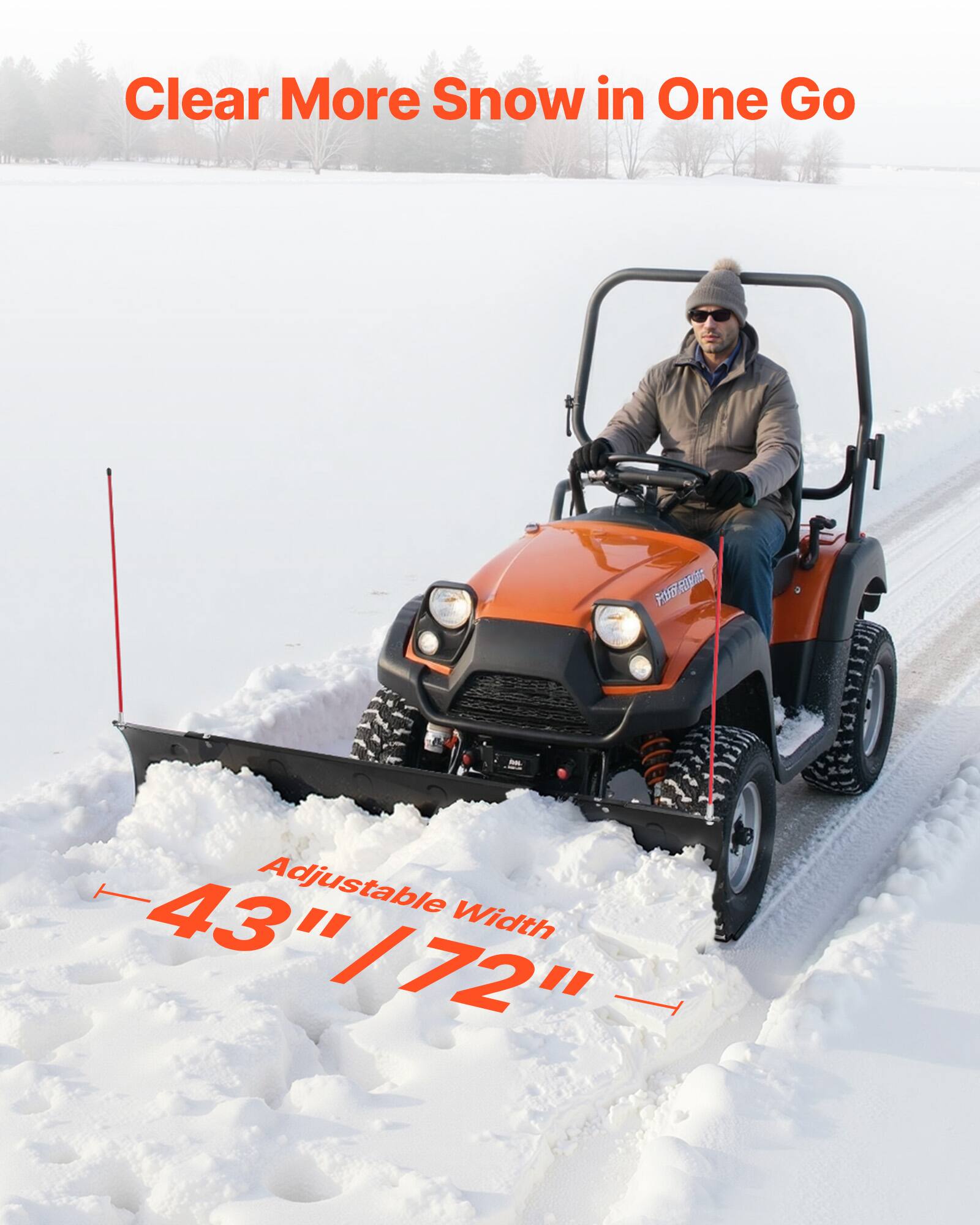 Clear More Snow in One Go

Adjustable Width 43" / 72"