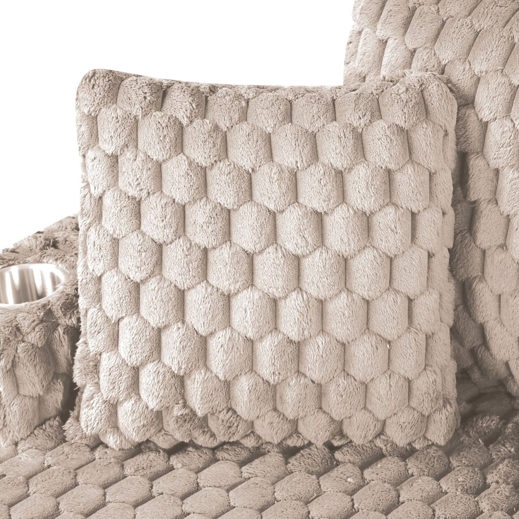 Alt View 5. Boyel Living - Fabric Cotton Chaise Lounge Recliner Loveseat Sofa Bed with 2 Cup Holders and Magazine Pocket - Brown.