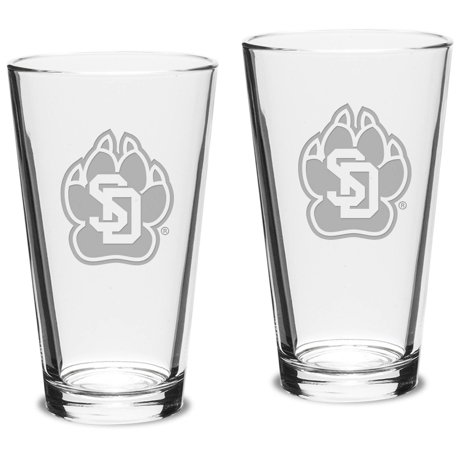 Front. Jardine - South Dakota Coyotes 16oz. 2-Piece Classic Pub Glass Set - Multicolor.