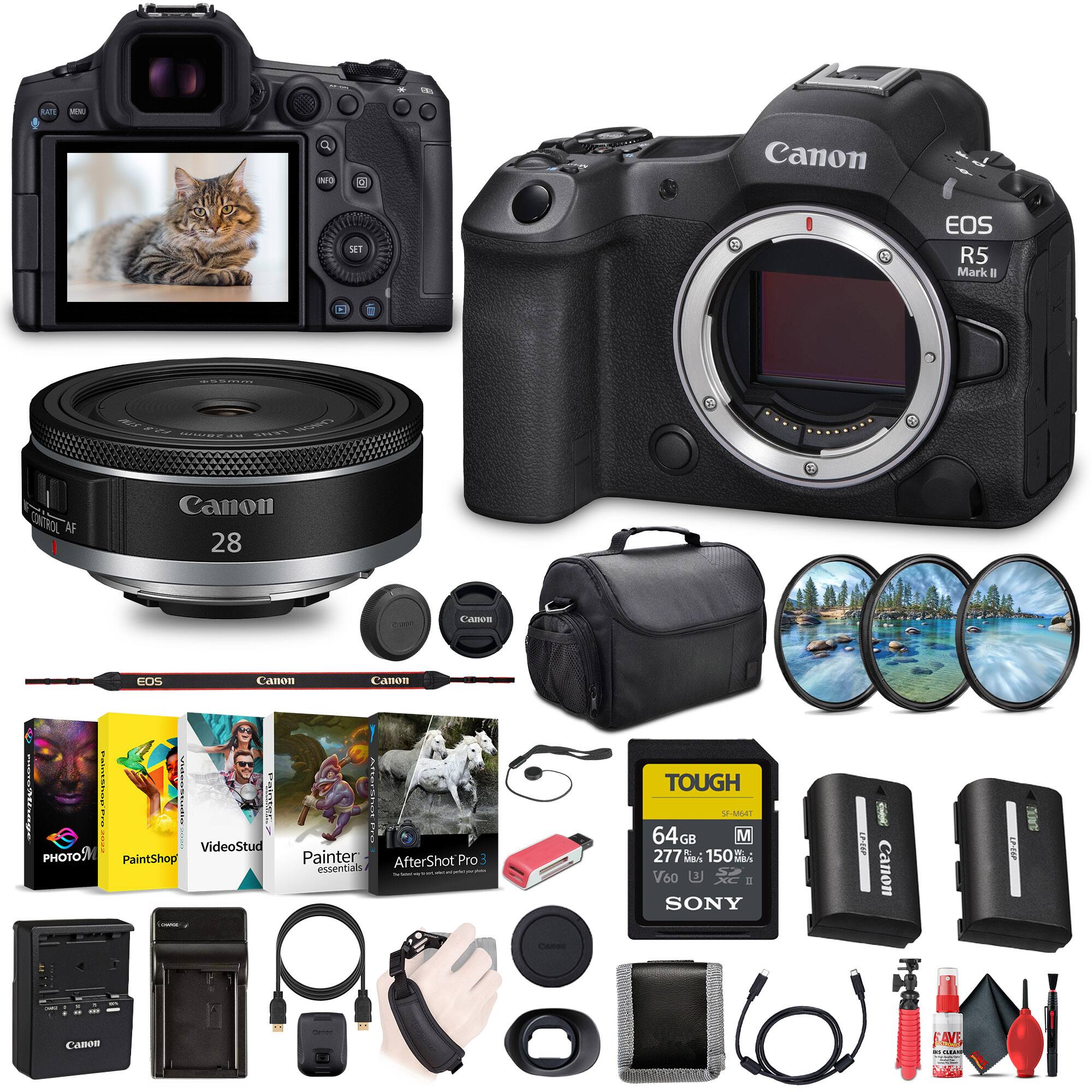 Canon - EOS R5 Mark II Mirrorless Camera, 45MP, Full-Frame Hybrid Camera, 8K Video Bundle (International Version)