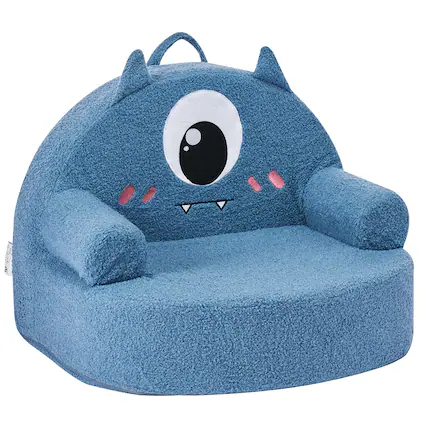 Front. VEVOR - Kids Chair Comfy, Monster Style Foam Toddler Chair with Armrests, Movable & Washable Kids Sofa Made of 28D Sponge - Blue.