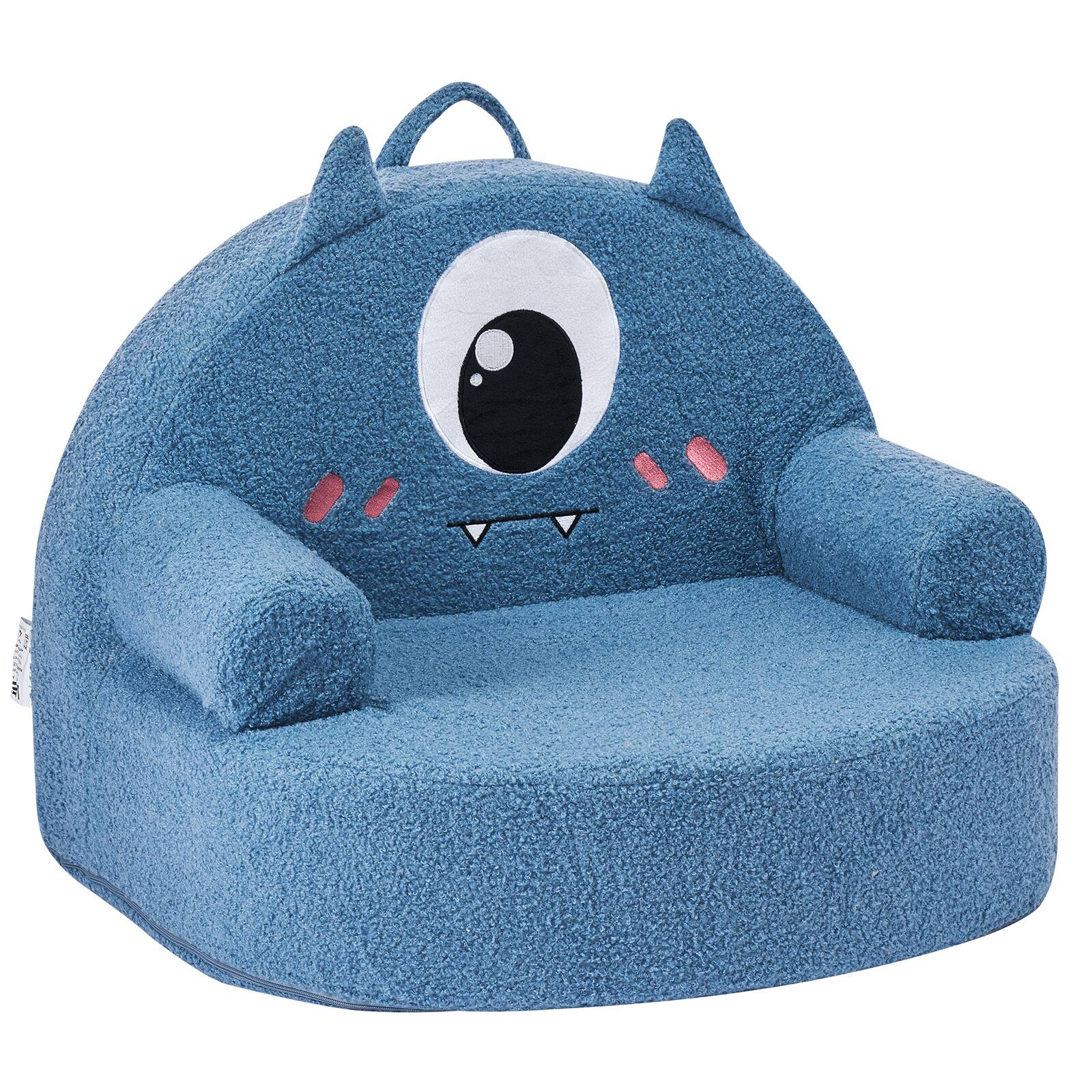 VEVOR - Kids Chair Comfy, Monster Style Foam Toddler Chair with Armrests, Movable & Washable Kids Sofa Made of 28D Sponge - Blue