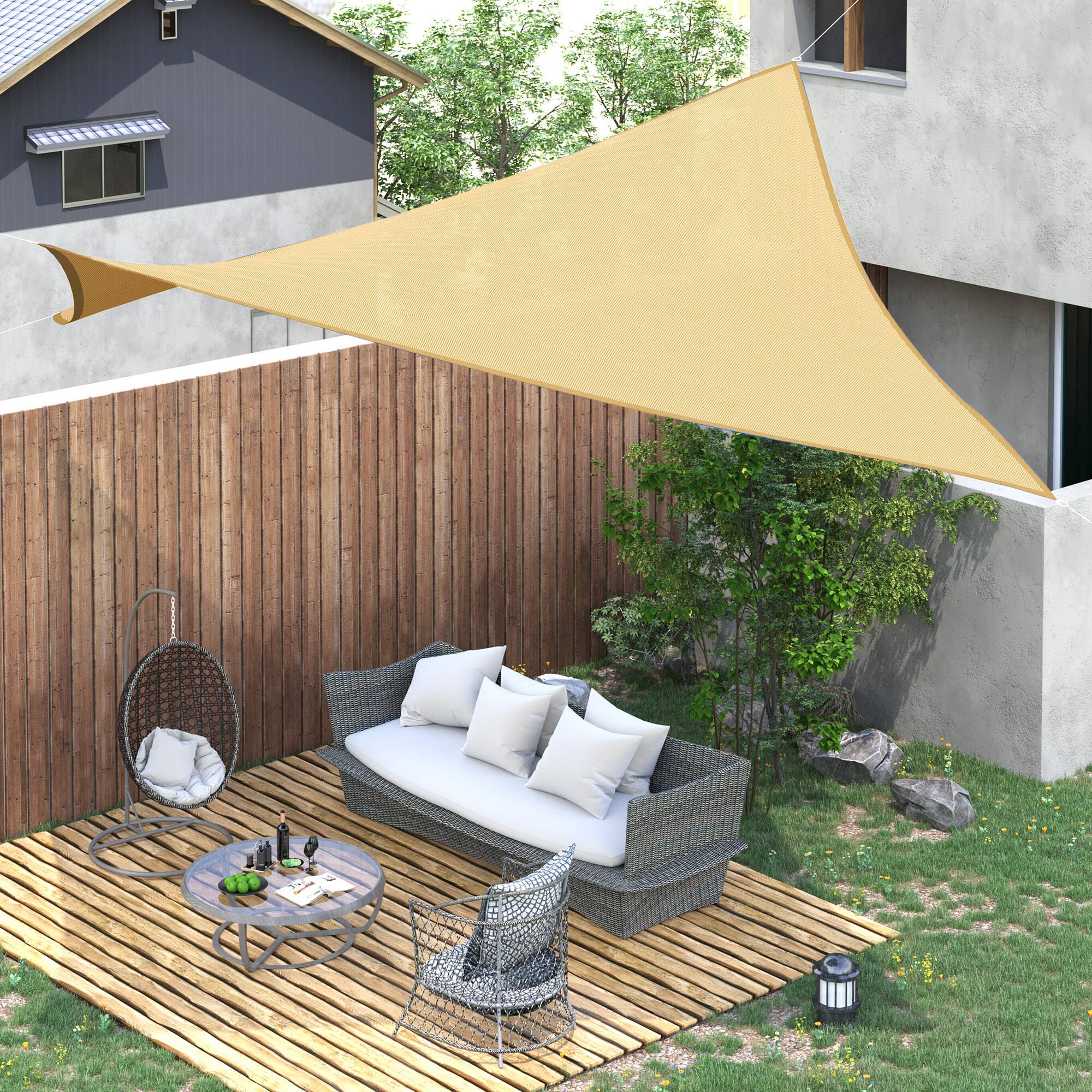 Alt View 1. Outsunny - 16' x 20' Sun Shade Sail Canopy Outdoor Shade Sail Cloth for Patio Deck Yard with D-Rings and Rope Included - Sand.