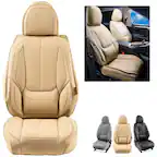 Front. VEVOR - Seat Covers, Universal Car Seat Covers Front Seats,6pcs Faux Leather Seat Cover,Full Enclosed Design,Detachable Headrest - Beige.
