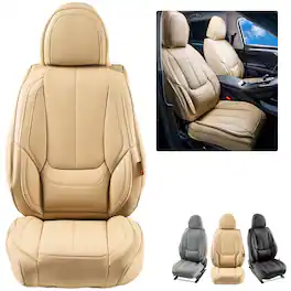 VEVOR - Seat Covers, Universal Car Seat Covers Front Seats,6pcs Faux Leather Seat Cover,Full Enclosed Design,Detachable Headrest - Beige