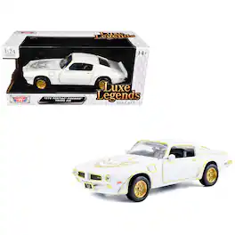 1973 Pontiac Firebird Trans Am White Metallic with Gold Accents "Luxe Legends" Series 1/24 Diecast Model Car by Motormax