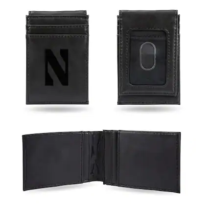 Front. Rico Industries - Northwestern Wildcats Black Money Clip Front Pocket Slim Wallet - Multi.