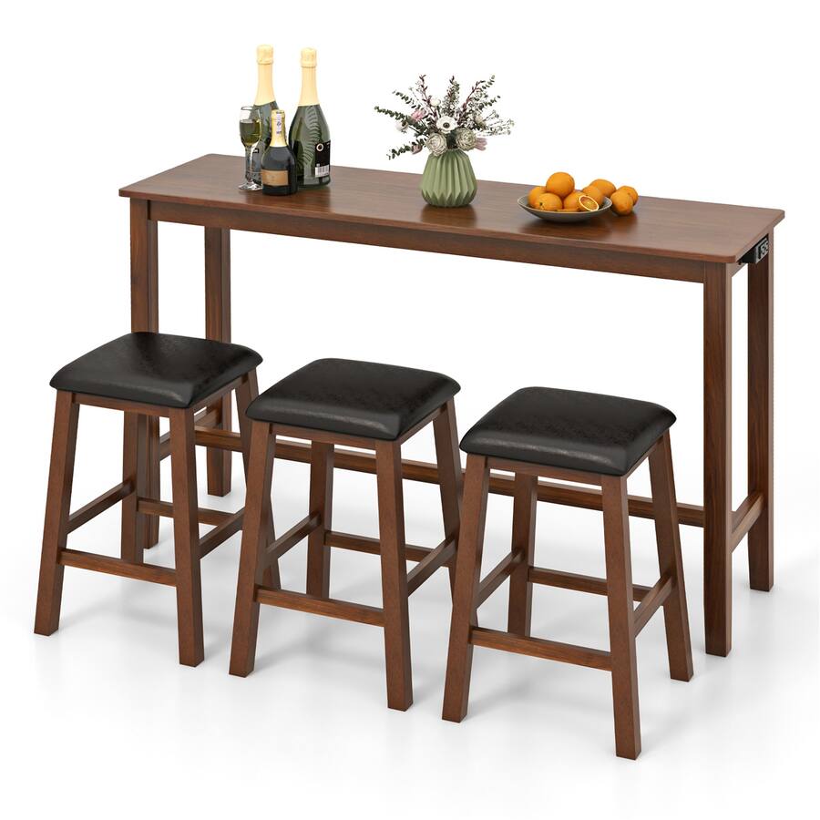 Out Lex Box Table Gymax 4 Piece Bar Table Set w/ Power Outlet Counter Height Table & 3 ...