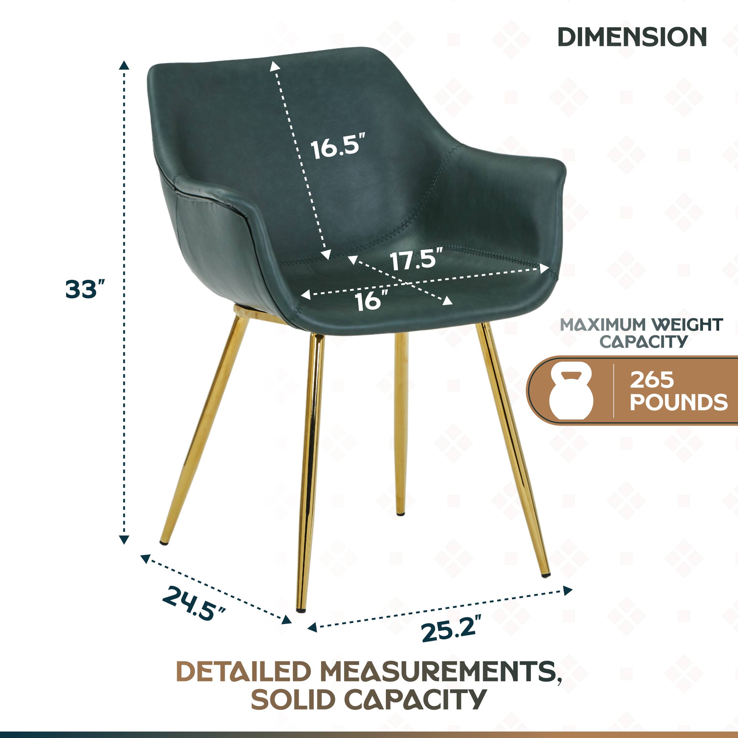 DIMENSION  
16.5" 33" 17.5" 16"  
MAXIMUM WEIGHT CAPACITY 265 POUNDS  
24.5" 25.2"  
DETAILED MEASUREMENTS, SOLID CAPACITY